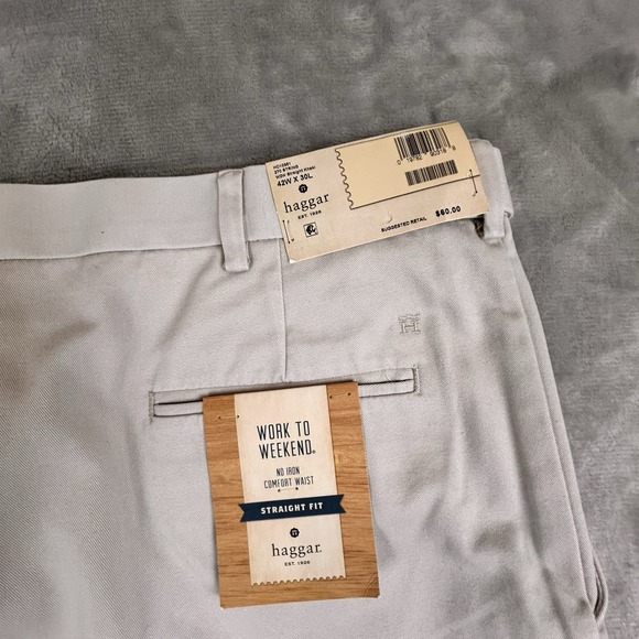 NEW Haggar Work To Weekend Light  Khaki Pants 42x30 Tan Straight Fit NWT No Iron - Picture 12 of 16